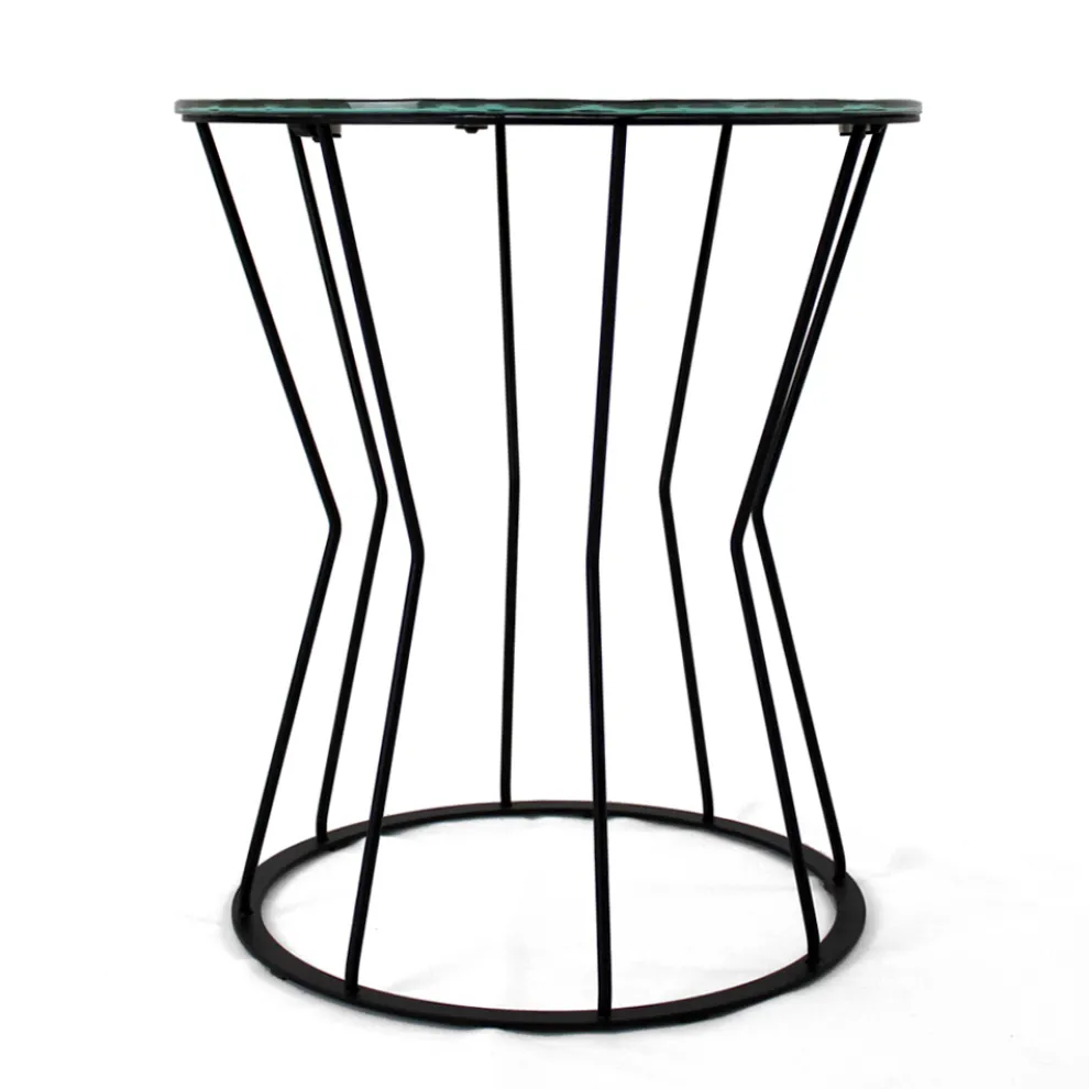 Runder Couchtisch mit Stahlfuß und Glasplatte, hergestellt in Italien – Alisea