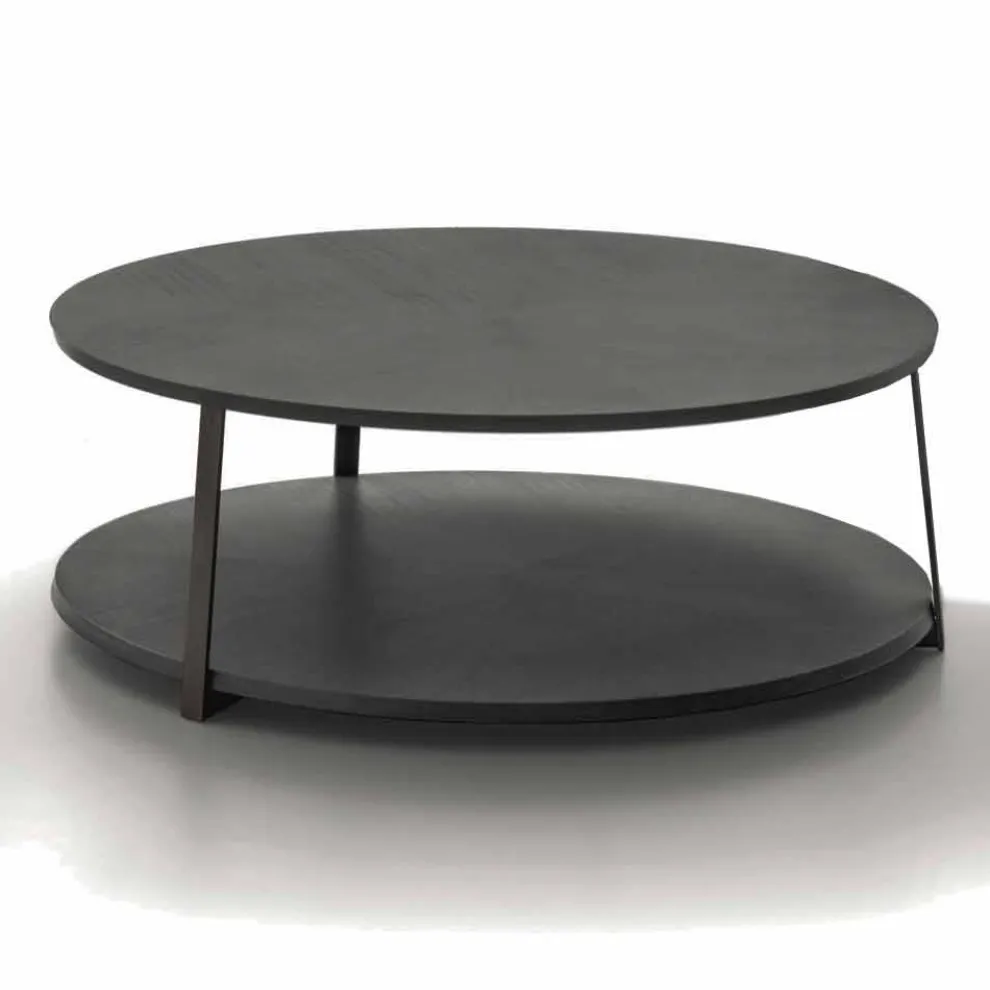 Runder Couchtisch in Mdf mit Metallstruktur Made in Italy - Aloe