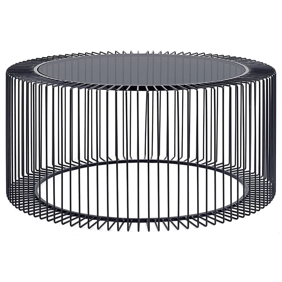 Runder Couchtisch aus lackiertem Stahl und gehärtetem Glas - Apuleio