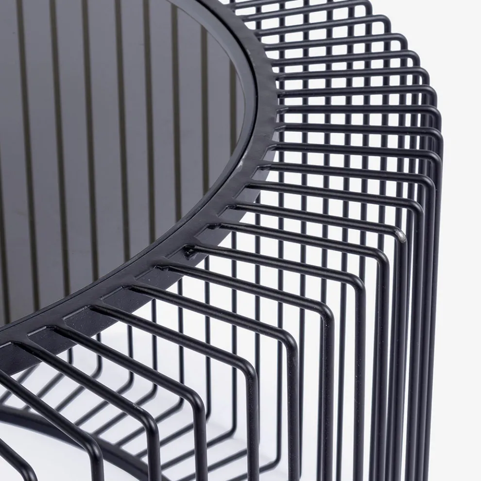 Runder Couchtisch aus lackiertem Stahl und gehärtetem Glas - Apuleio