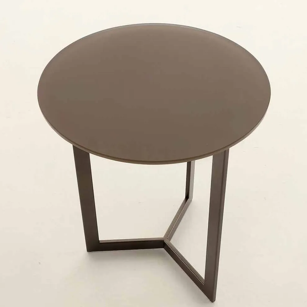 Runder Couchtisch mit Kristallplatte Made in Italy - Indio