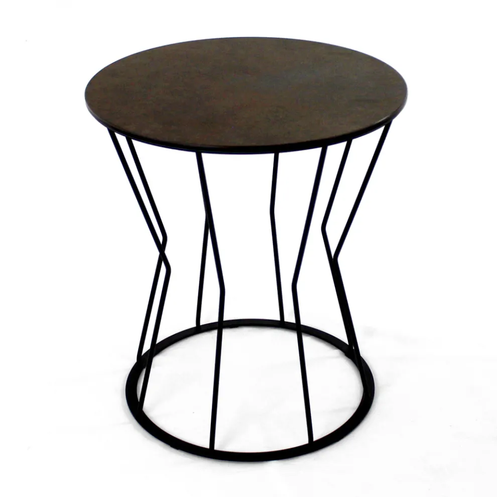 Runder Couchtisch mit Stahlgestell und Steinzeugplatte, hergestellt in Italien – Alisea