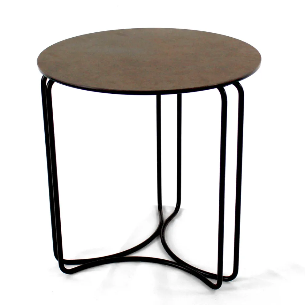 Runder Couchtisch und Sockel aus Steinzeug mit 3 Halbmonden, hergestellt in Italien – Arepa