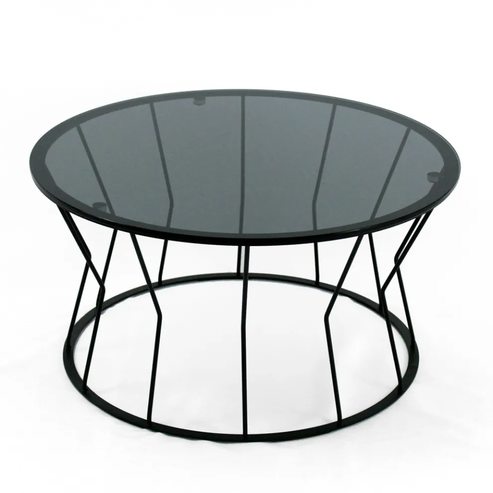 Runder Couchtisch aus Stahl und Glas, hergestellt in Italien – Alisea