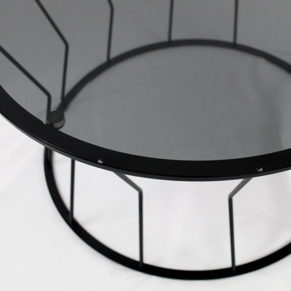 Runder Couchtisch aus Stahl und Glas, hergestellt in Italien – Alisea