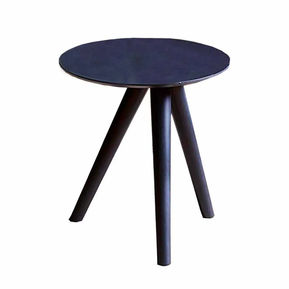 Runder Couchtisch aus schwarz grau lackiertem Holz Made in Italy - Stuttgart