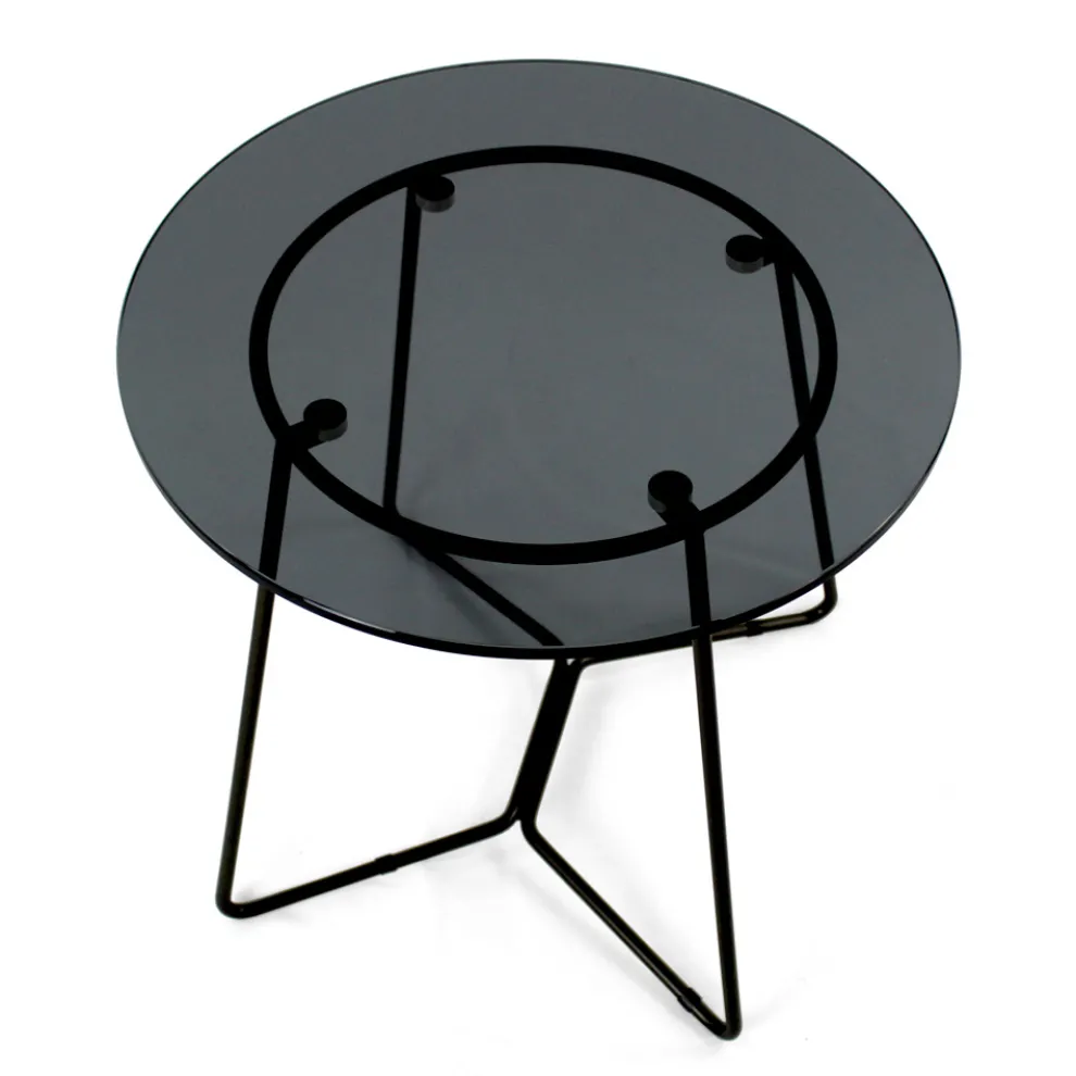 Runder Couchtisch mit Glasplatte, hergestellt in Italien – Paini