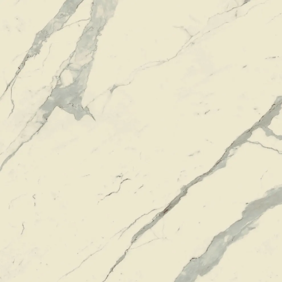 Runder Couchtisch aus schräger Metall- und Keramikplatte - Coriko