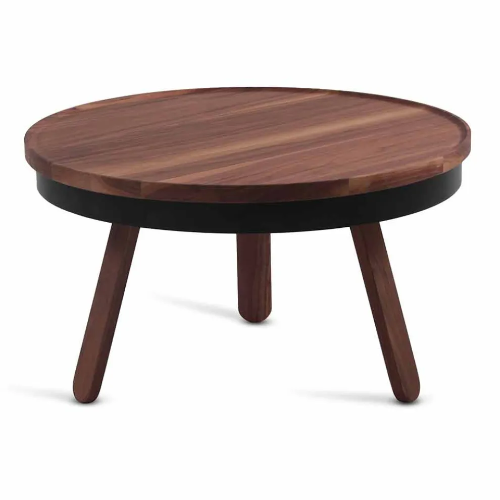 Runder Design-Couchtisch aus Massivholz und Metall - Salerno