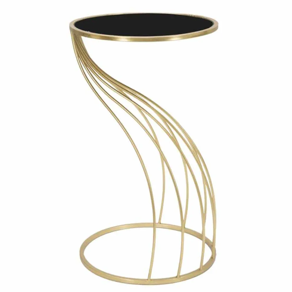 Runder Design-Telefonständer aus Glas, Eisen und MDF - Isaiah