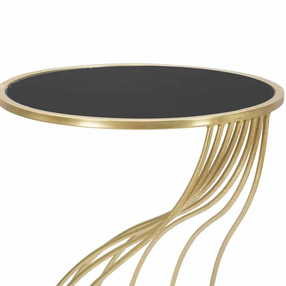 Runder Design-Telefonständer aus Glas, Eisen und MDF - Isaiah