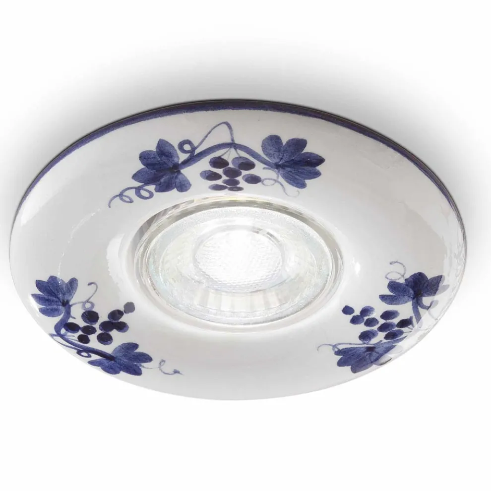 Runder Einbaustrahler aus handdekorierter Vintage-Keramik - Pescara