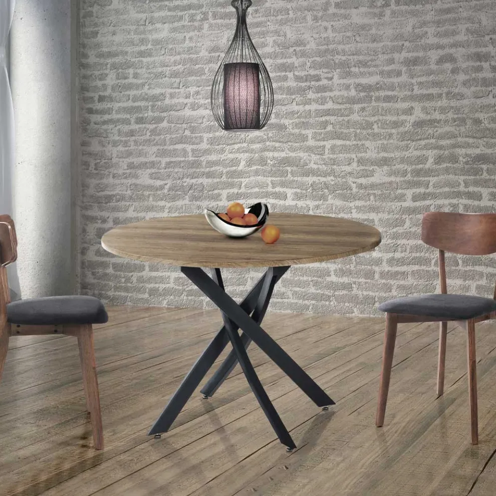 Runder Esstisch aus MDF und Stahl - Altavela