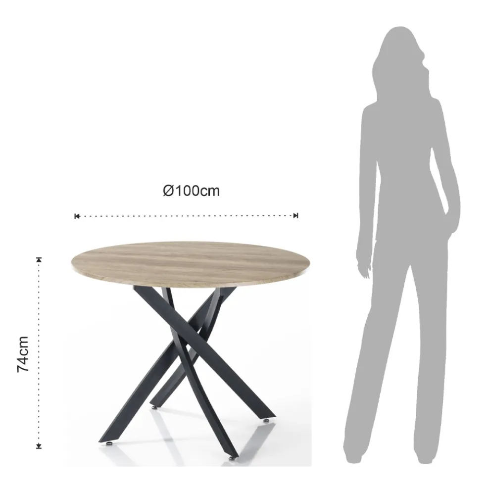 Runder Esstisch aus MDF und Stahl - Altavela
