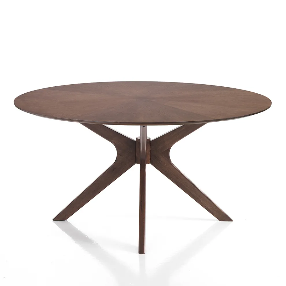 Runder Esstisch aus furniertem Mdf und Massivholz - Fulmine