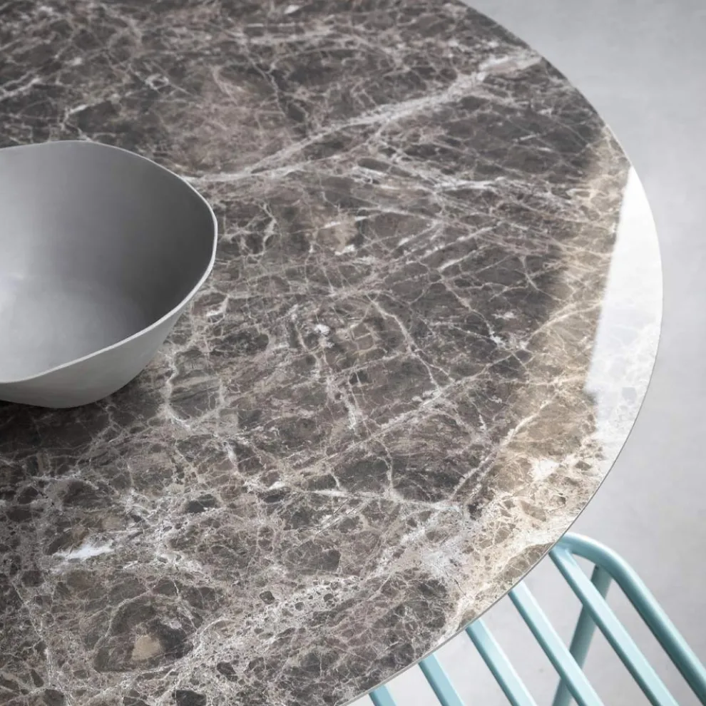 Runder Esstisch aus Glaskeramik und Metall Made in Italy - Alfero