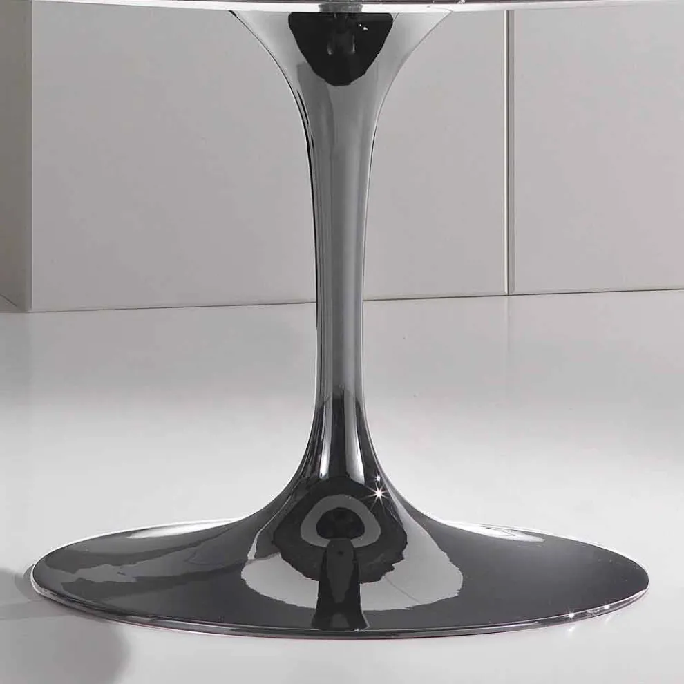 Runder Esstisch aus hochwertigem Marquinia-Marmor Made in Italy - Nerone