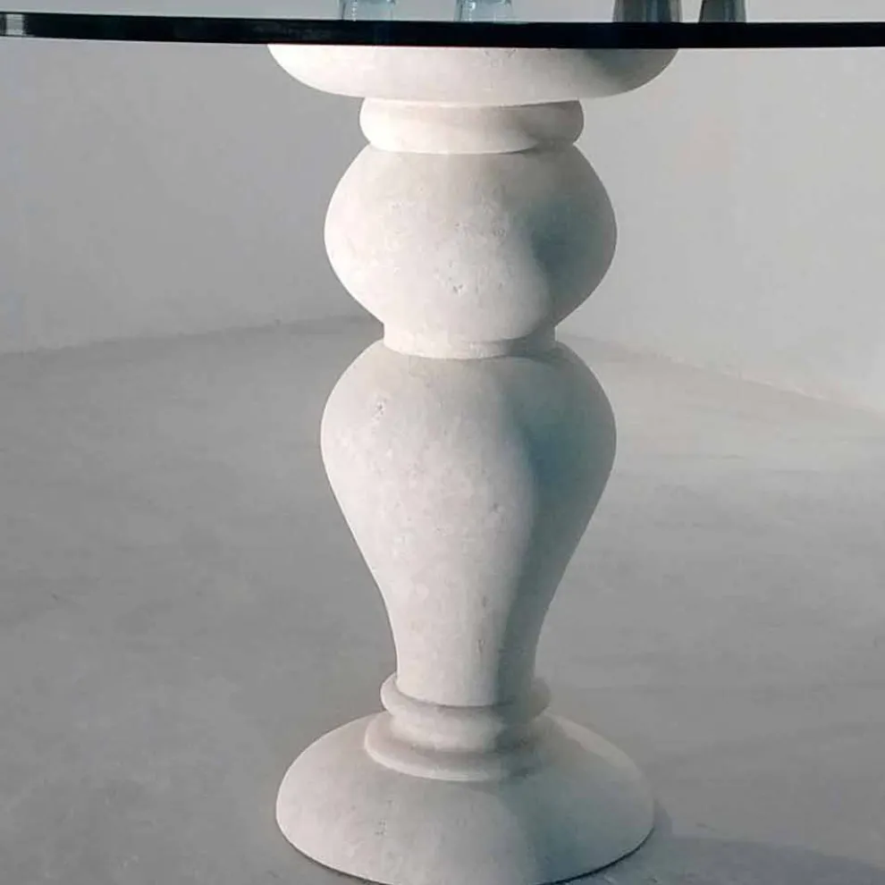 Runder Esstisch aus Stein und Kristall im klassischen Design Edipo