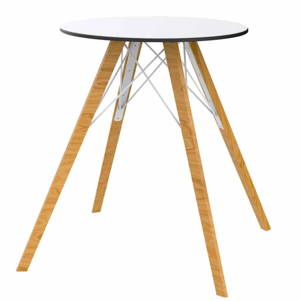 Runder Esstisch aus Holz und HPL-Platte, 4 Stück - Faz Wood von Vondom