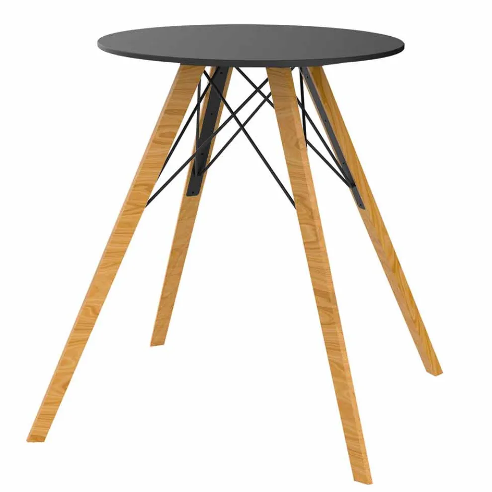 Runder Esstisch aus Holz und HPL-Platte, 4 Stück - Faz Wood von Vondom