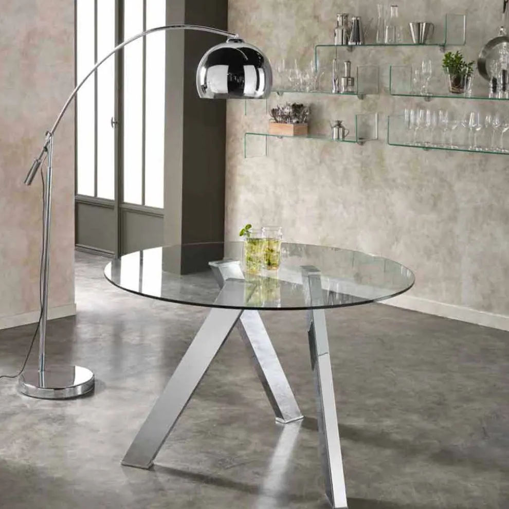 Runder Esstisch aus Glas in modernem Design Adamo