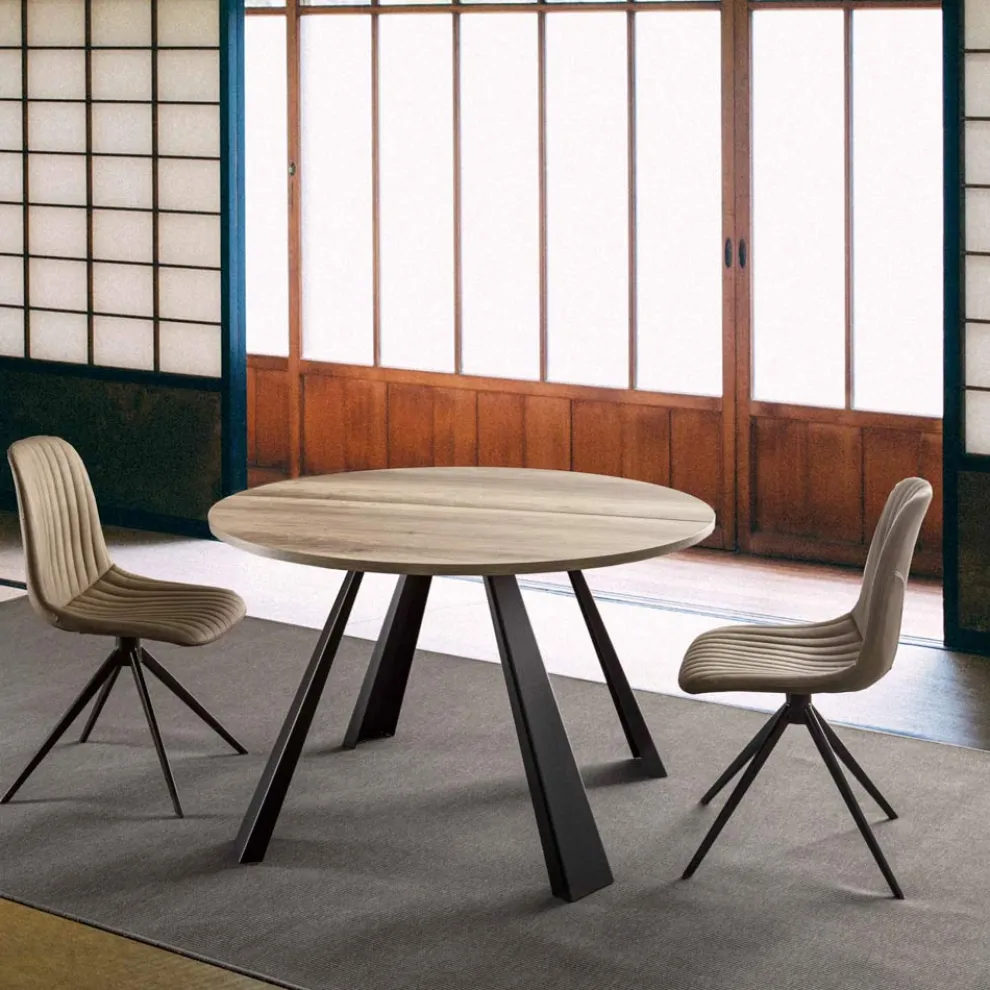 Runder Esstisch ausziehbar Bis zu 370 cm in Holz und Metall - Caimano