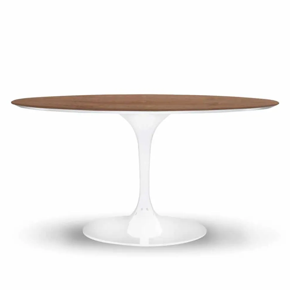 Runder Esstisch mit fein furnierter Platte, hergestellt in Italien – Dollars