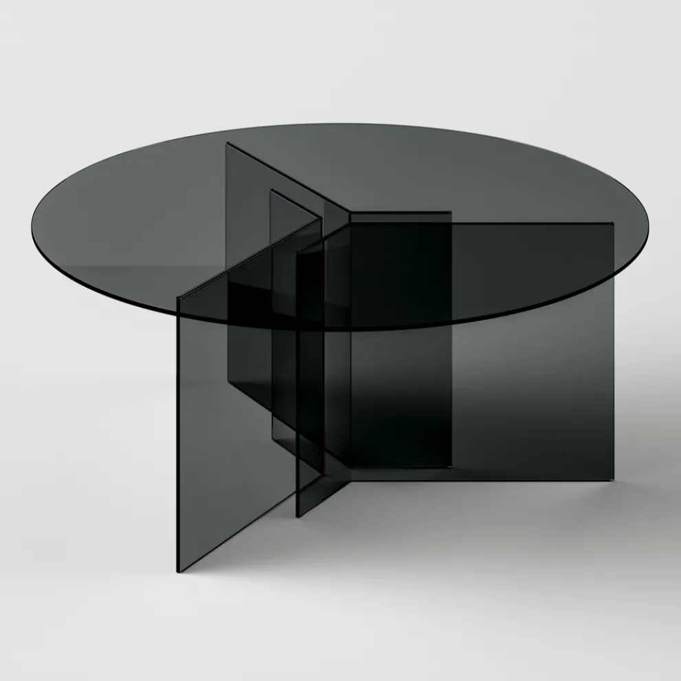 Runder Esstisch mit Sockel und Glasplatte Made in Italy - Charles