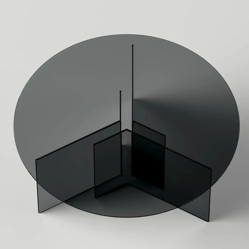 Runder Esstisch mit Sockel und Glasplatte Made in Italy - Charles