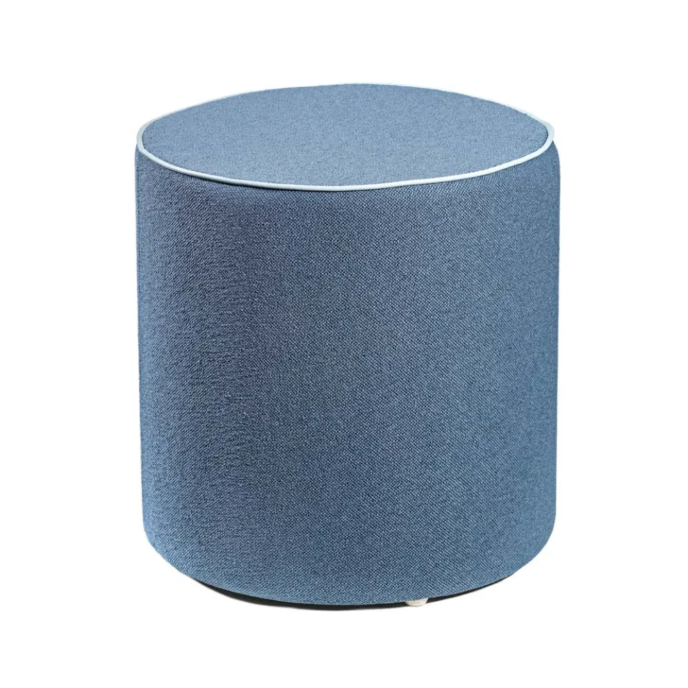 Runder gepolsterter Pouf aus Stoff und kontrastierender Kante, hergestellt in Italien – Fulmine