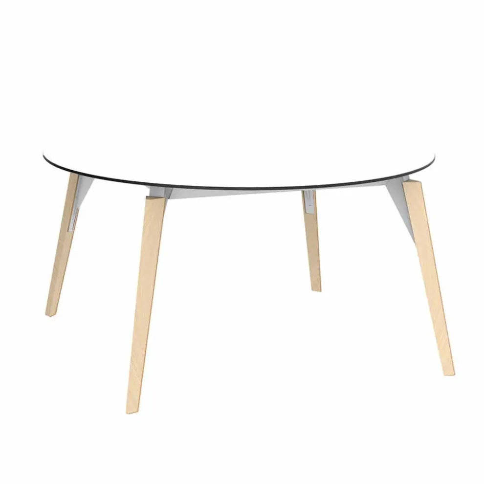 Runder hölzerner Couchtisch und HPL-Platte in 2 Größen - Faz Wood von Vondom