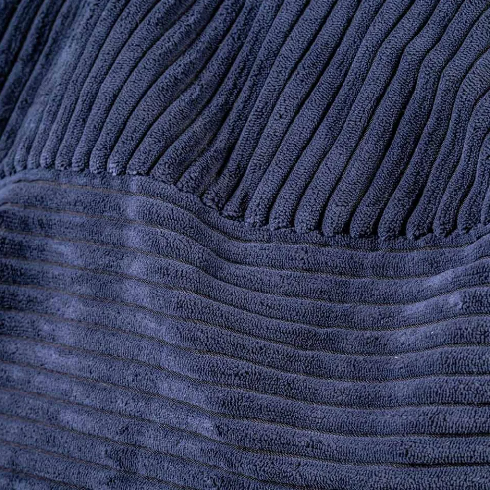 Runder Hocker für Wohnzimmer aus abnehmbarem und waschbarem blauem Samt - Mora