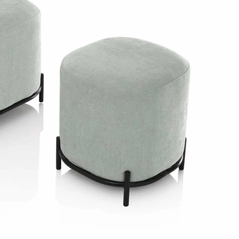 Runder Hocker für Wohnzimmer in grünem oder grauem Stoff Modernes Design - Ambrogia