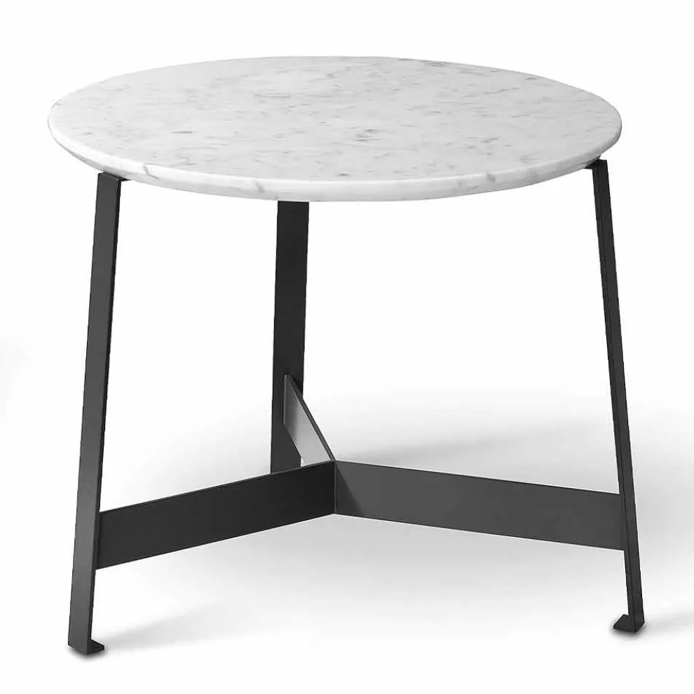 Runder Marmor Couchtisch mit Metallbasis Made in Italy - Juliana