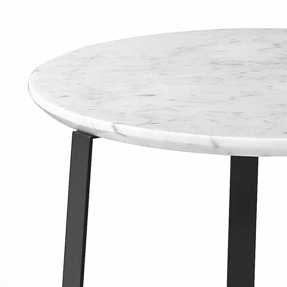 Runder Marmor Couchtisch mit Metallbasis Made in Italy - Juliana
