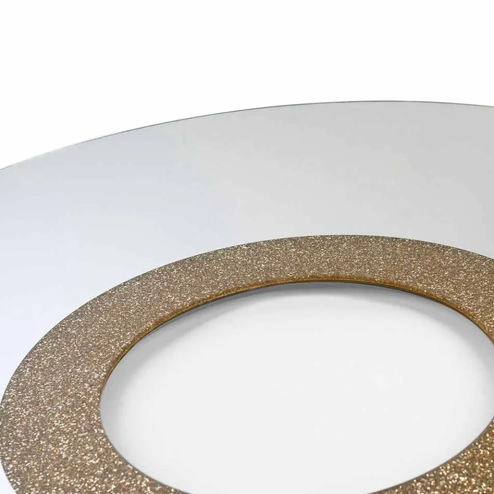 Runder Spiegel Aris in modernem Design, hergestellt in Italien, Glitzer und Glas