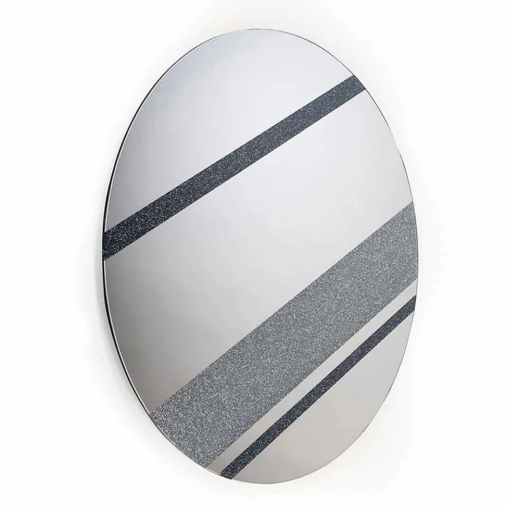 Runder Spiegel Athos made in Italy, modernes Design, Glitzer und Glas