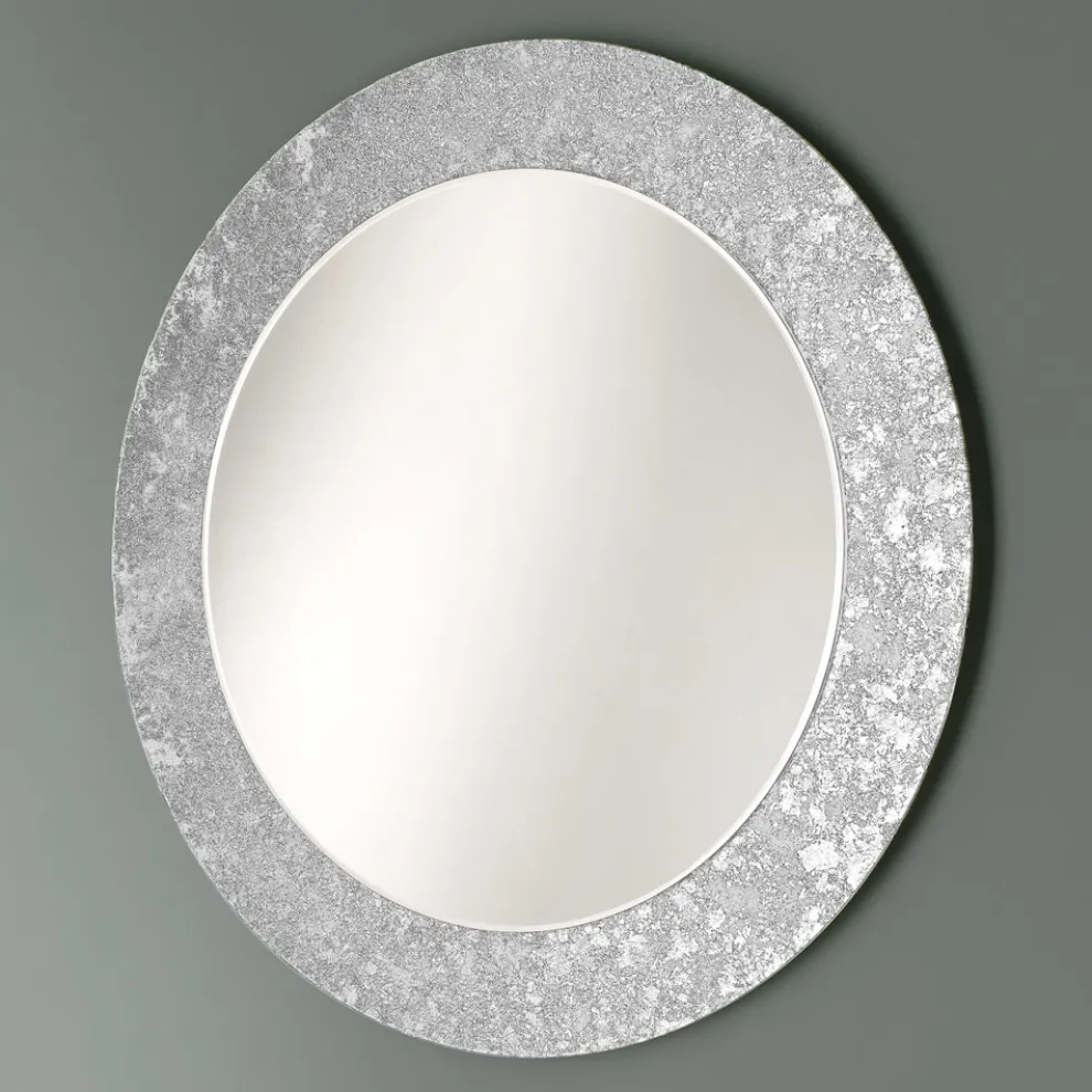 Runder Spiegel mit blattverziertem Glasrahmen Made in Italy - Alisso