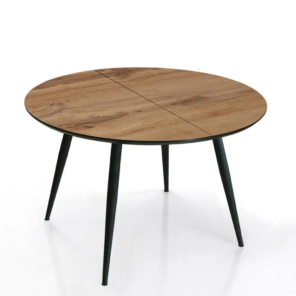 Runder Tisch, ausziehbar auf 150 cm, helles Walnuss-Finish – Capone