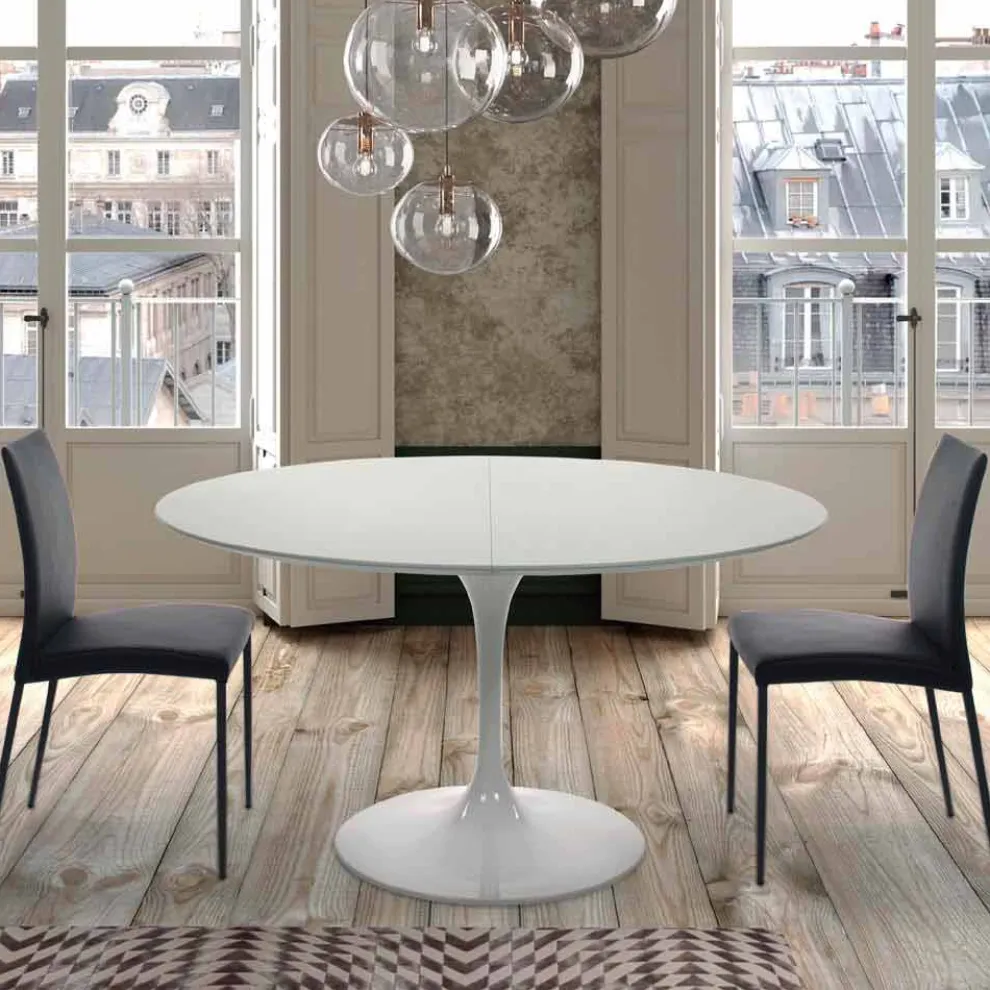 Runder Tisch, ausziehbar bis 170 cm, aus Laminat, hergestellt in Italien – Dollars