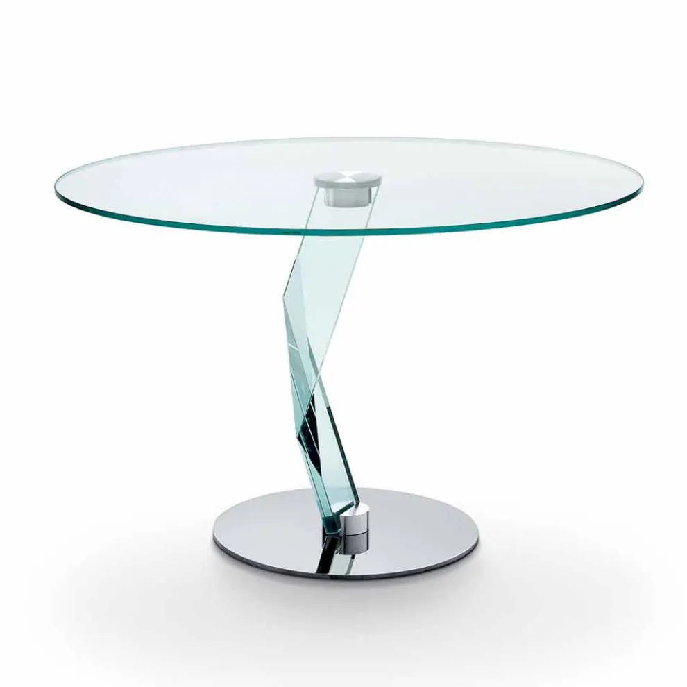 Runder Tisch in modernem Design aus extra klarem Glas made in Italy - Akka