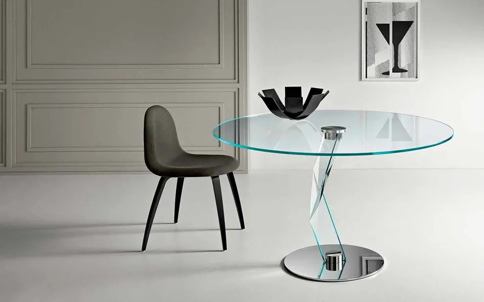 Runder Tisch in modernem Design aus extra klarem Glas made in Italy - Akka