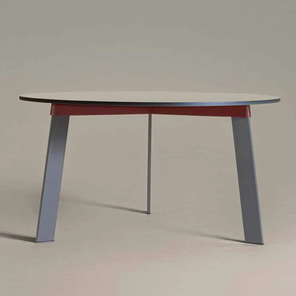 Runder Tisch mit modernem Design aus Stahl und farbig lackiertem MDF - Aronte