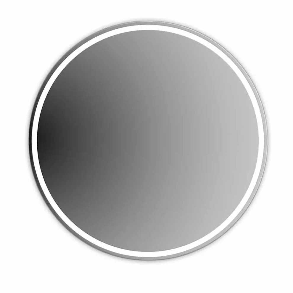 Runder, von hinten beleuchteter Badezimmerspiegel mit Sandstrahlung Made in Italy - Ranio