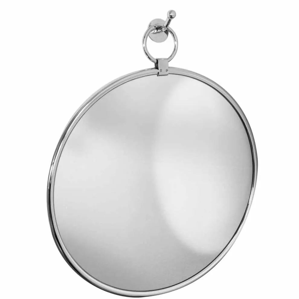 Runder Wand-Badezimmerspiegel aus verchromtem Ottome mit gealterter Rückseite - June