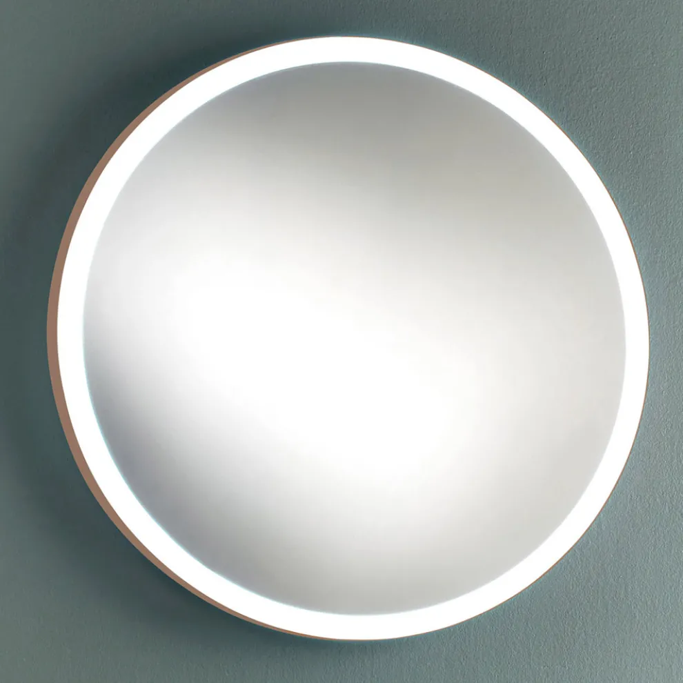 Runder Wand-Badezimmerspiegel mit kupfernem Metallrahmen und LED-Licht - Minolo