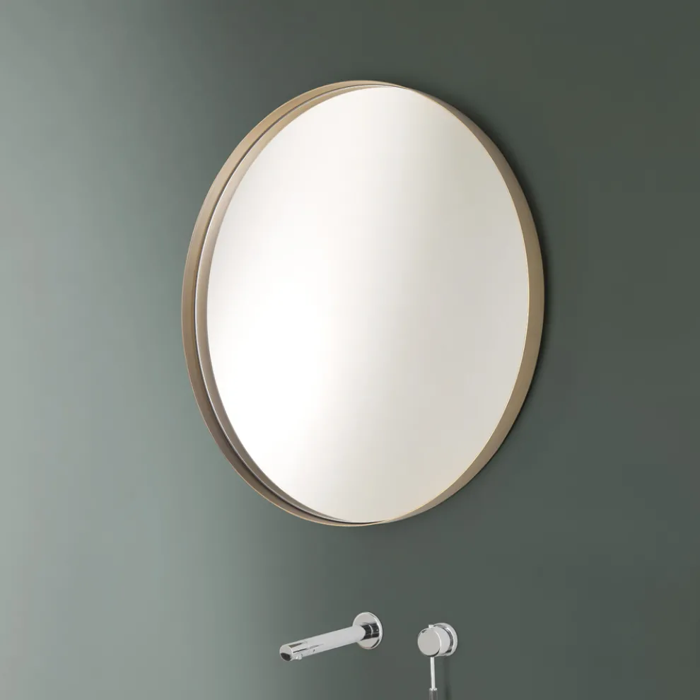 Runder Wandspiegel mit Bronze-, Schwarz-, Platin- oder Kupferrahmen - Renga