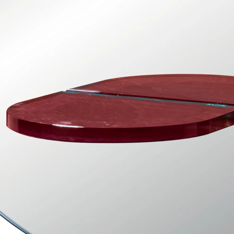 Runder Wandspiegel mit farbigem Glasregal Made in Italy - Eliza