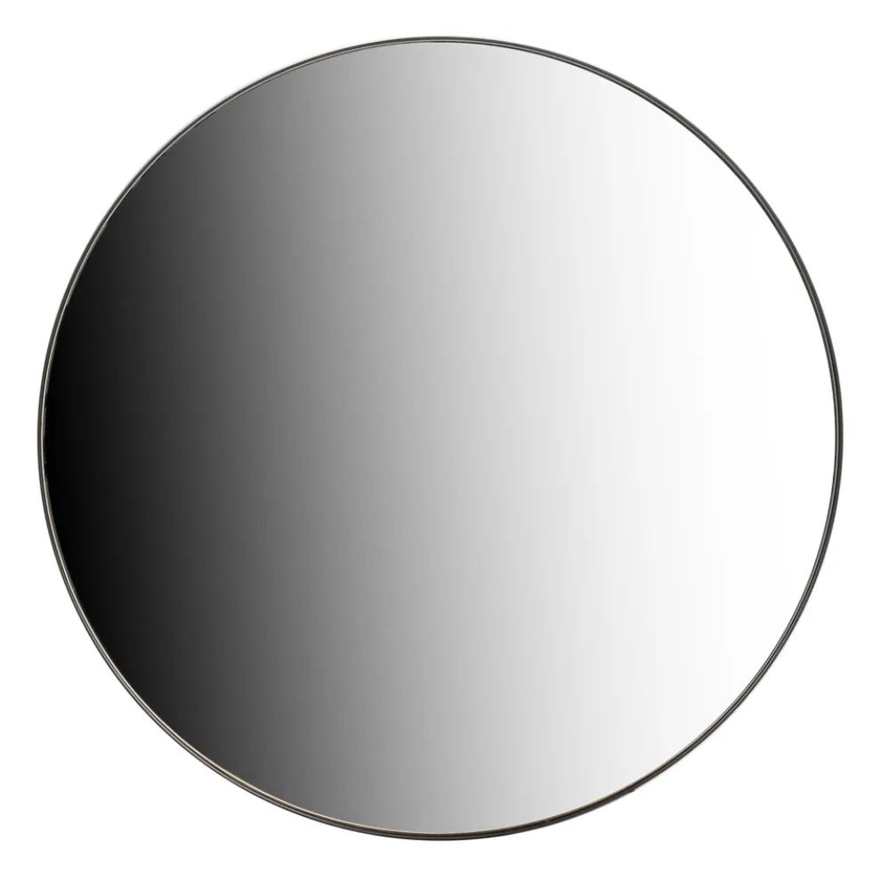 Runder Wandspiegel aus MDF mit schwarzem Metallrahmen - Maori