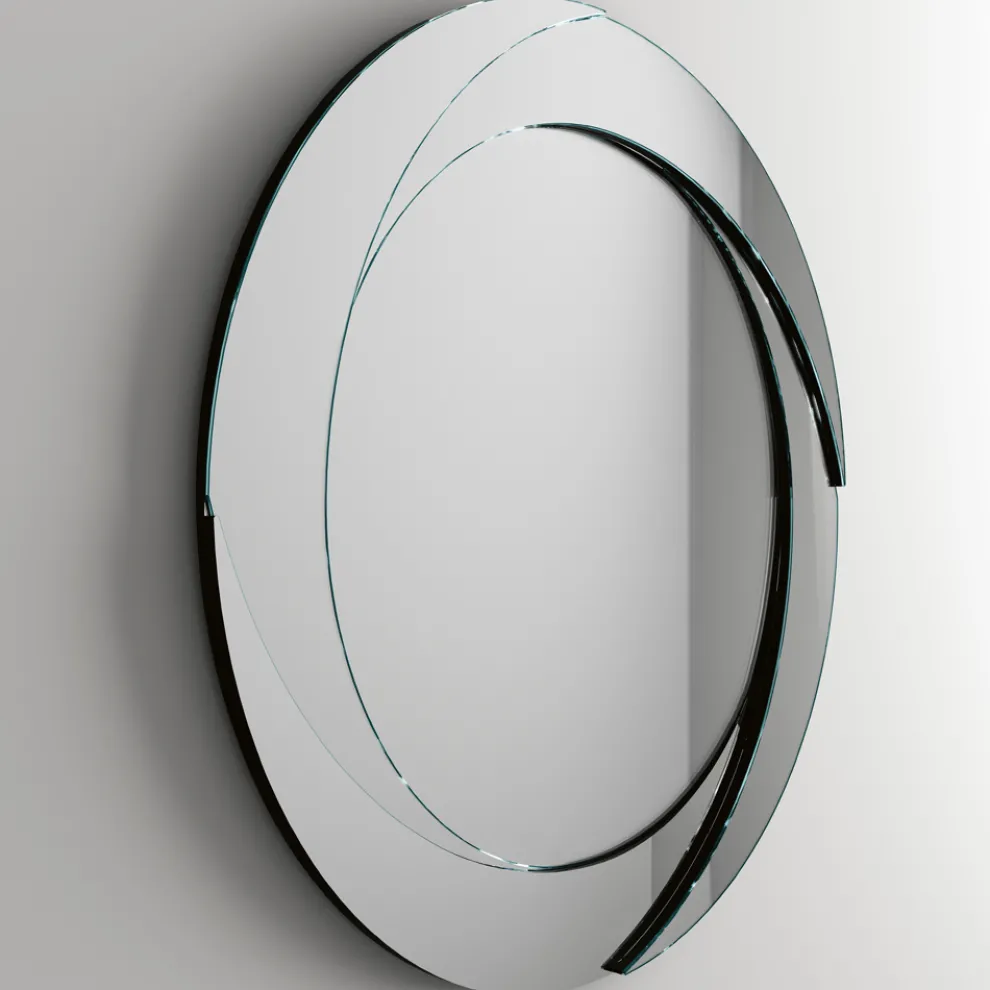 Runder Wandspiegel mit Holzstruktur Made in Italy - Navona